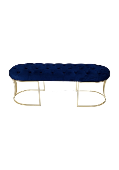 VİEGO GOLD MAVİ-Kapitoneli Model Puf&Bench&Koltuk-Oturak-Uzun Makyaj Puff-Yatak Odası Ucu&Önü