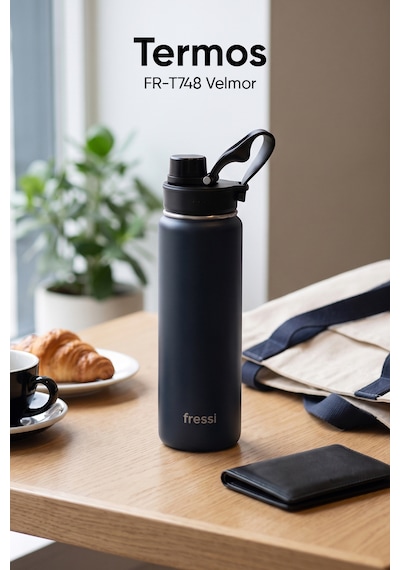 Fressi Velmor Termos Paslanmaz Çelik 700 Ml Siyah Termos Fr-t748