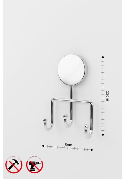 Alper Banyo İris Krom Kaplama Üçlü Askılık, Yapışkanlı Ve Vidalı Montajlı Duvar Askısı, 35 Mm Oval Bantlı Diğer