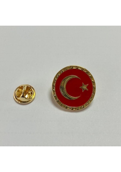 Asyabayrak, Sarı Çerçeveli Türk Bayraklı Yaka Rozeti, Sarıçerçevelirozet Tek Renk