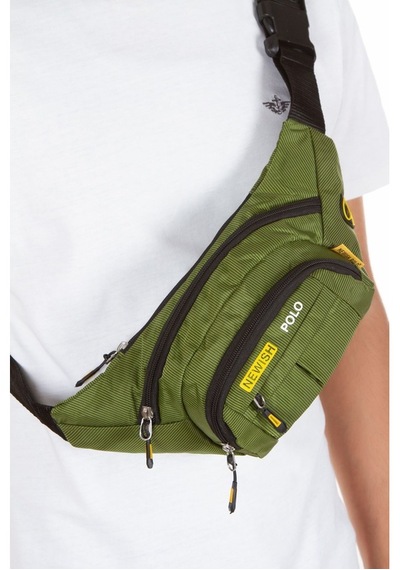 Newish Polo Unisex Haki Su Geçirmez Usb Ve Kulaklık Girişli Bel Ve Omuz Çanta Freebag Haki - Erkek Bel Çantası Yeşil - Kamuflaj