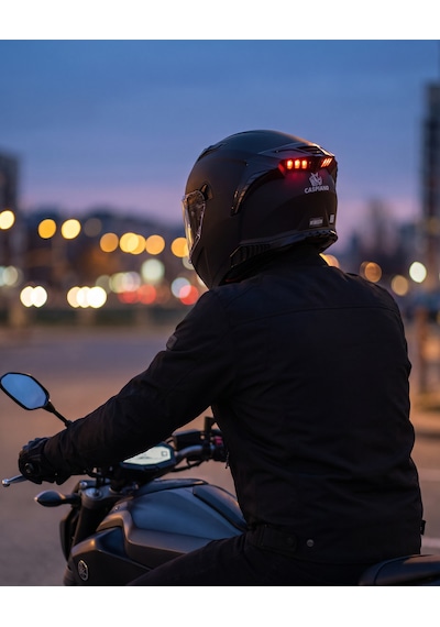 Caspiano Homer Full-face Led Işıklı Matt Black Motosiklet Kaskı Ece-r 22.06 Sertifikalı Mat Siyah