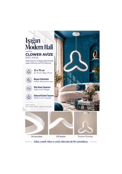Lower Küçük Modern Ledli Avize 3 Renk Power Ledli Beyaz Hol Çocuk Odası Yatak Odası Siyah