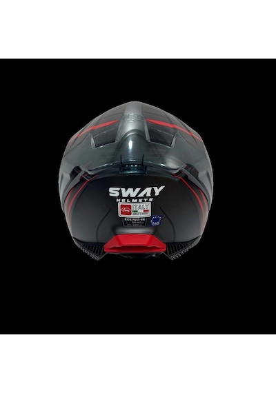 Sway Sw 865 Space Black Red Güneş Gözlüklü Motosiket Kaskı