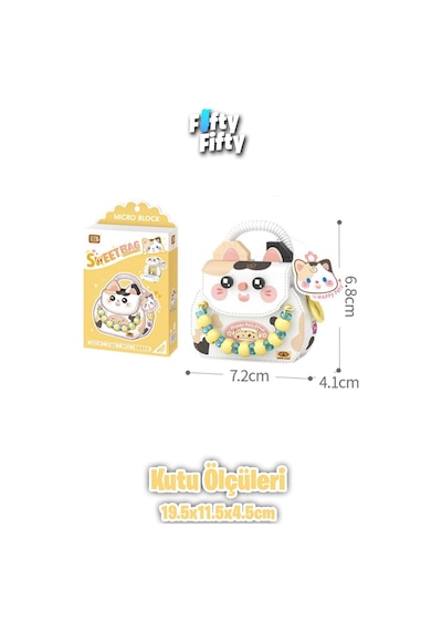 Loz Micro Block Sweet Bag Serisi Kedi Figürlü Çanta 360 Parça Oyuncak Yapım Seti Fflz-8843