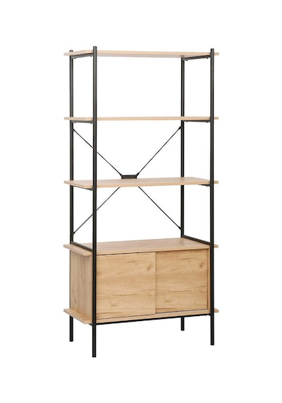 Retro 4 Raflı Sürgü Kapaklı Metal Kitaplık - Ceviz/siyah 80x163x40 Cm Ceviz - Siyah Retro 4 Raflı Sürgü Kapaklı Metal Kitaplık - Ceviz/siyah 80x163x40 Cm Ceviz - Siyah