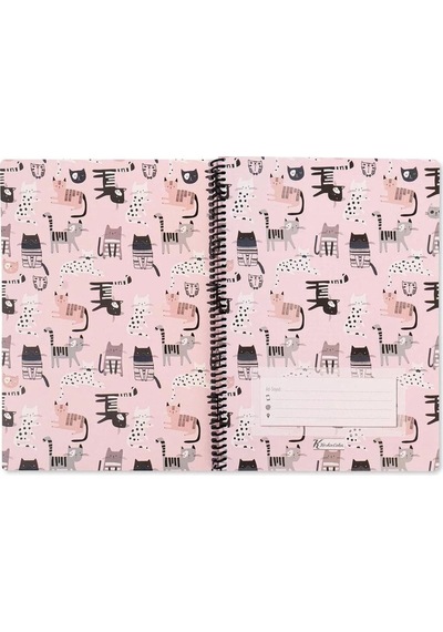Çizgili 16x22 Cm 80 Yaprak Karton Kapak Telli Defter 60 Gram Beyaz Sayfa Animal Friends Çok Renkli