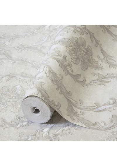 Adawall Timeless Bloom Design Wallpaper - Damask Desen Rococo 1401-3/15, Gri, Krem, 1.06x15.6m - 16.5m² Çok Renkli