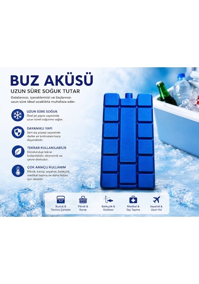 Plastik Dolu Buz Aküsü Tekrar Kullanılabilir Soğutucu Jel Blok Termos Ve Soğutucu Çanta İçin Mavi