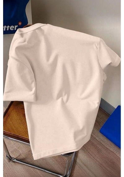 Yorgun Kedi İllüstrasyonlu Unisex Tasarım Tişört Taş Rengi