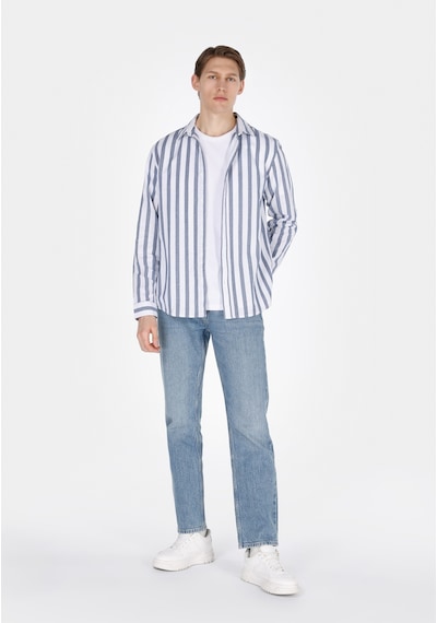Colin's Colins Regular Fit Shirt Neck Çizgili Erkek Mavi Uzun Kol Gömlek Cl1073562 Cl1073562 Q1.v1 Lbl Açik Mavi