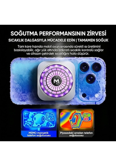 Memo Cx21 18w Manyetik Telefon Soğutucu Rgb Işıklı Yarı İletken Buz Soğutmalı Mobil Oyun Fanı