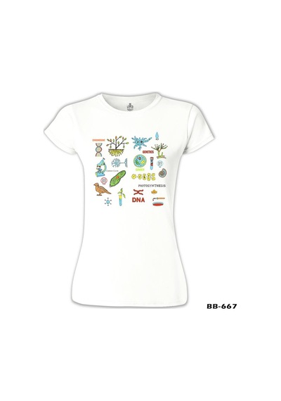 Biyoloji - Dna Beyaz Bayan Tshirt