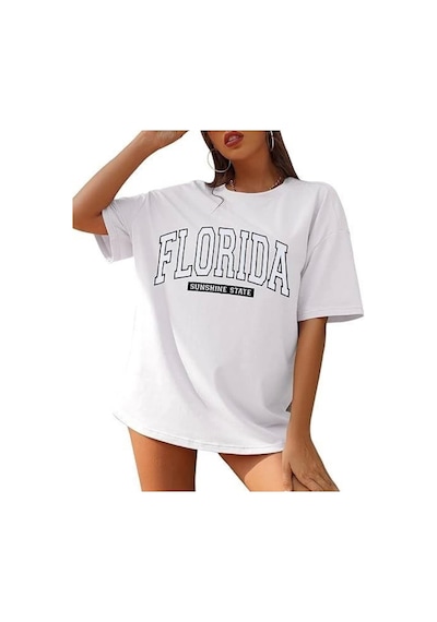 Yake Store Bisiklet Yaka Baskılı T-shirt - Beyaz - Beyaz