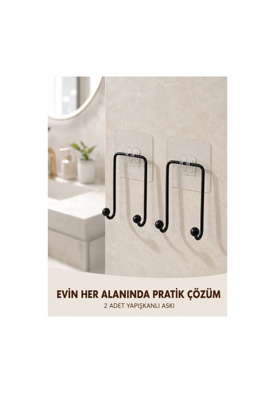 2'li Yapışkanlı Duvar Askısı Mutfak Banyo Ve Ev İçin Askılık Çok Renkli Çok Renkli