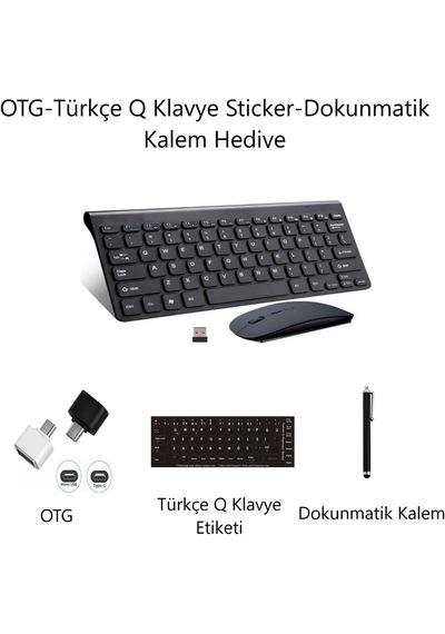 Samsung Galaxy Tab A8 Uyumlu Kablosuz Klavye Mouse Set SİYAH
