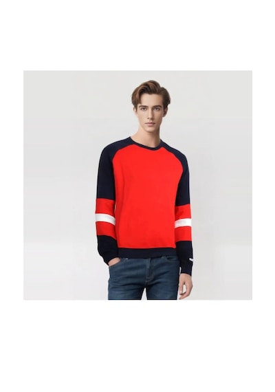 Tommy Hilfiger Erkek Sıfır Yaka Pike Kumaş Sweatshirt Kırmızı