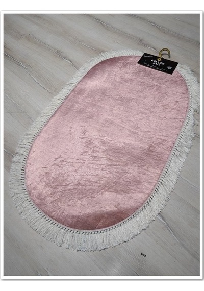 Banyo Eva1889Pudra 2'Li Klozet Takımı Oval Banyo Paspası Pudra
