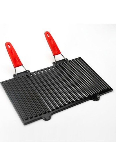 Lava Döküm Mangal Izgarası Çift Silikon Kulplu 25X40Cm