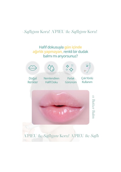 Yapışkanlık Hissi Bırakmayan Renkli Dudak Balmı A'pıeu Juicy Pang Care Lip Balm 01 Butter Balm