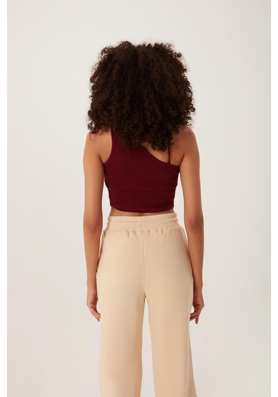 Quhox Kadın Askılı Crop Kaşkorse Bordo