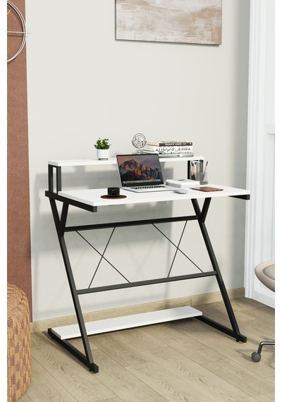 Lucca Raflı Çalışma Masası Metal Ayaklı Bilgisayar Masası Ofis Ve Ev Çalışma Masası Beyaz Lucca Raflı Çalışma Masası Metal Ayaklı Bilgisayar Masası Ofis Ve Ev Çalışma Masası Beyaz