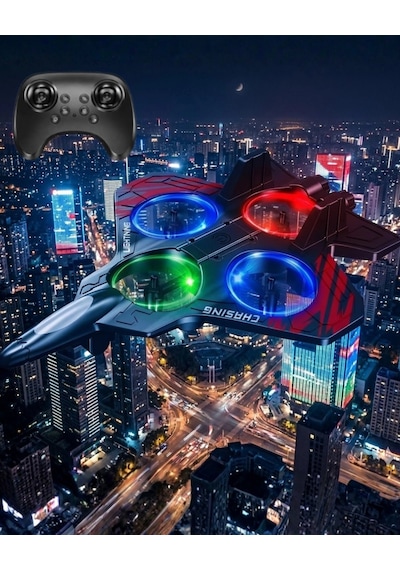 Led Işıklı Oyuncak Drone Fighter Jet Tasarımlı Uzaktan Kumandalı Uçak