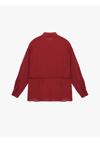 Koton Modal Kumaş Uzun Kollu Klasik Yaka Oversize Gömlek Bordo 6sak60133pw Bordo