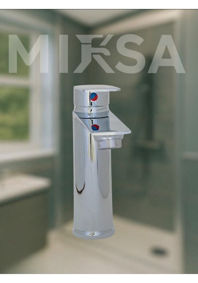 Krom Sabit Gövde Lüx Banyo Lavabo Musluğu Bataryası