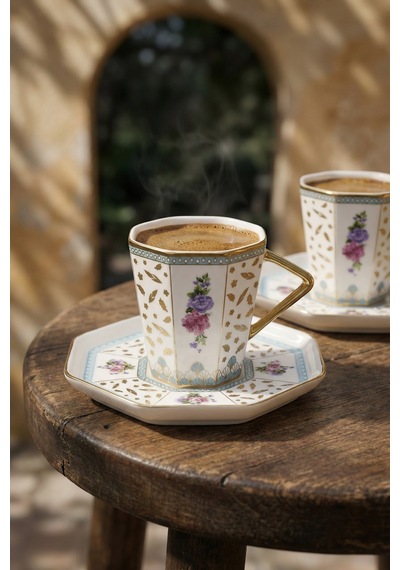 Valeria 6 Kişilik Porselen Kahve Fincan Takımı - 90 Ml Renkli