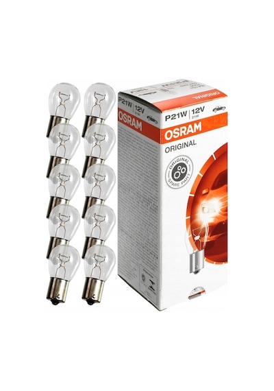 Osram 7506 P21W 93 Sinyal Stop Ampul 12V 21W 10 Adet Tek Duy Düz Tırnak