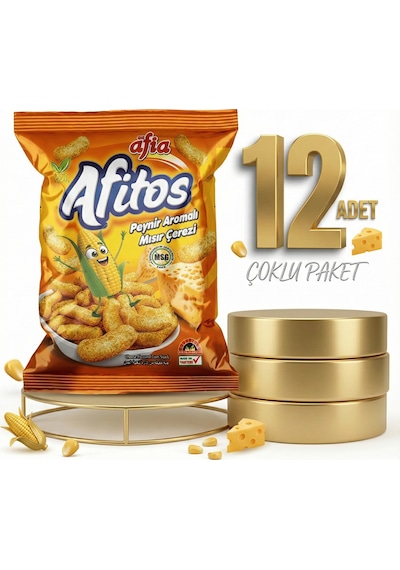 Afia Afitos Peynir Aromalı Mısır Çerezi 12x50 Gr