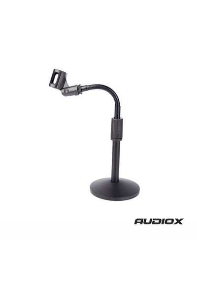 Audıox Masaüstü Kürsü Mikrofon Standı Esnek Gooseneck Yuvarlak Taban Siyah Mikrofon Sehpası