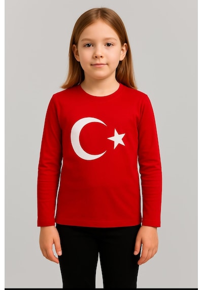 Gala Ayyıldızlı Uzun Kol Çocuk Tişört Kırmızı