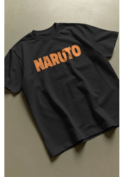 Naruto Uzumaki Anime Baskılı Unisex Oversize Premium Tişört Siyah