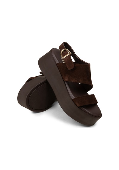 Deery Kadın Hakiki Süet Kahverengi Sandalet - 24307zkhvc02