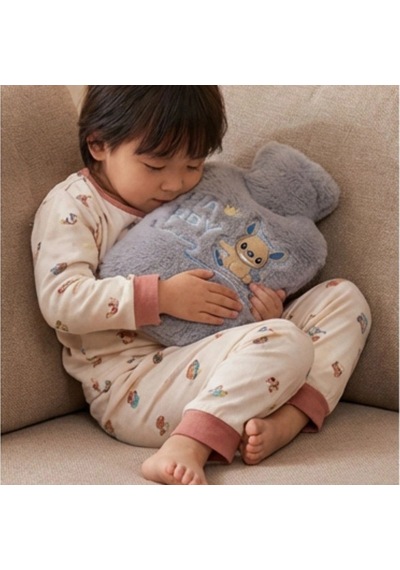 Stitch Figürlü Gri Peluş Sıcak Su Torbası 1 Litre Renkli
