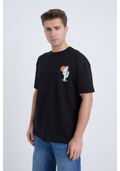Velvoria Unisex Oversize Siyah Cactus T-shirt