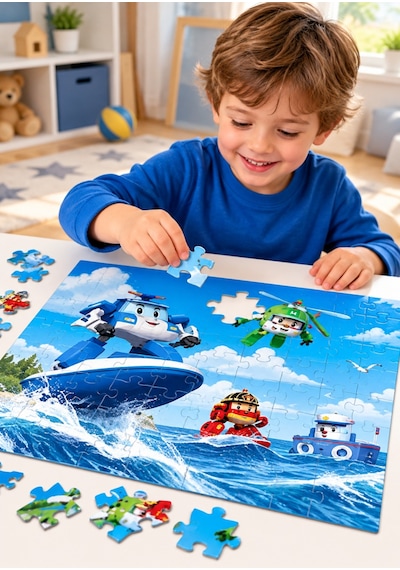 Robocar Poli 200 Parça Puzzle Yapboz Renkli Ve Eğlenceli Yüksek Baskı Kaliteli 33 X 48 Cm Puzzle