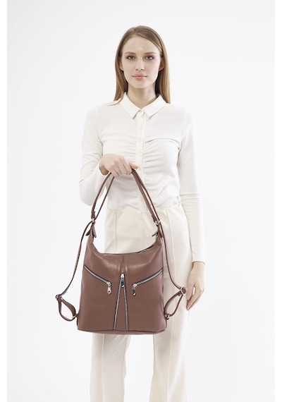 Derinss Leather Derinss Dkb501 Hakiki Deri Kadın Kahverengi Sırt Ve Omuz Çantası 001