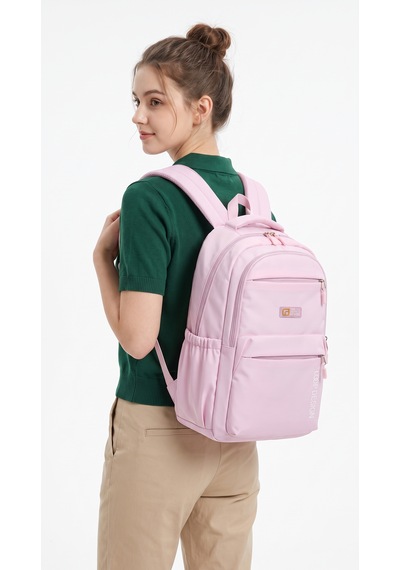 Esvelans Unisex Geniş İç Hacimli Çok Bölmeli Günlük Ve Okul Sırt Çantası Açık Pembe