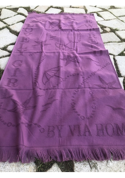 Plaj Havlusu Jakarlı 70x140 Cm Mor