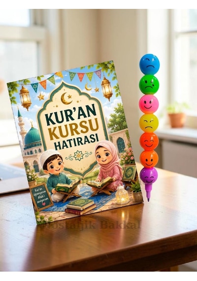 Kur'an Kursu Hatırası 10 Adet Renkli Keçeli Kalem Tebrik Kartı Hediye Seti