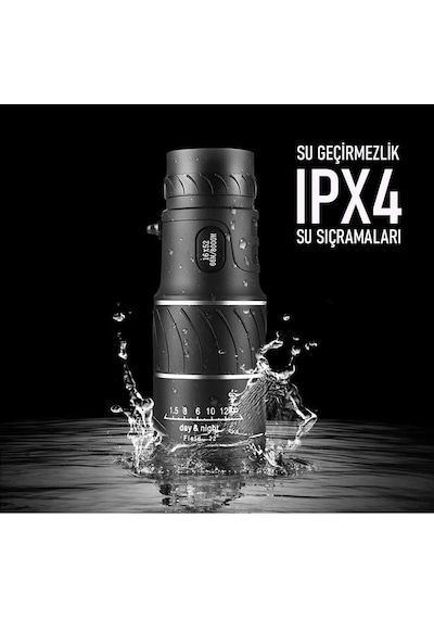 Upway 16x52 Monoküler Dürbün - Hd K9 Optik Cam Lens - 10x Yakınlaştırma Siyah