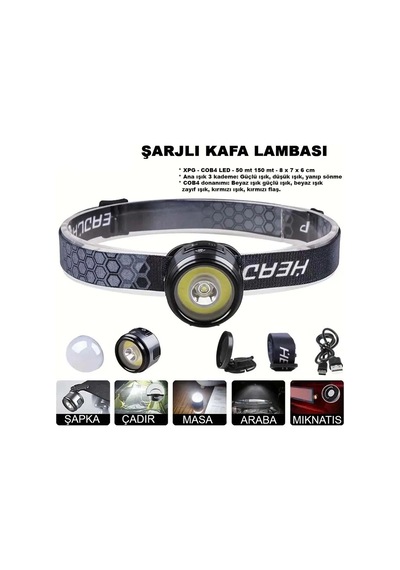 7 Mod Şarjlı Kafa Ve Kamp Lambası Wt-618 Beyaz