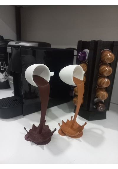 3dprototürk Dökülen Kahve Figürü Dekoratif Obje Biblo Kahve Sıcak Çikolata Figür