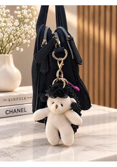 Peluş Ayıcıklı Çanta Aksesuarı Ve Anahtarlık Charm Gold