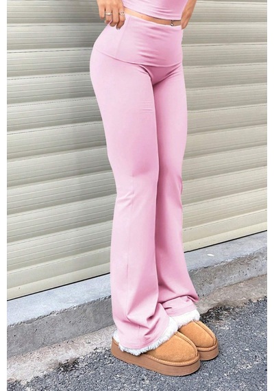 Genius Store Kadın Pantolon Pamuklu Likralı Süprem Esnek İspanyol Paça Spor Ve Günlük Pantolon Süprem-pantolon Pembe