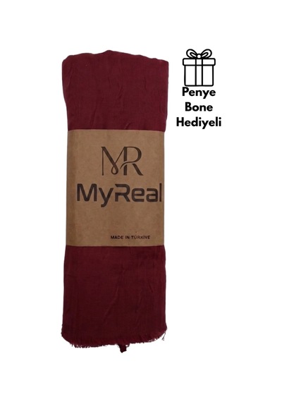 Myreal Bambu Kraş Şal Bordo - Ütü Gerektirmeyen Doğal Doku 90x200 Cm