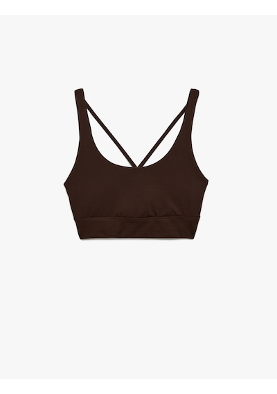 Koton U Yaka Slim Fit Çapraz Askılı Sporcu Sütyeni Kahverengi 5sak30152nk Kahve